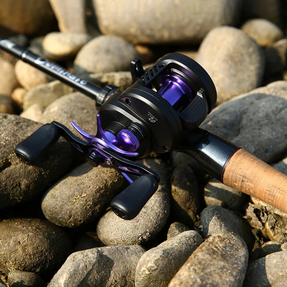 DC Electronic Brake Baitcasting Reel Anti Backlash Long Cast With Sound Alert LED Light 7.2:1 Gear Ratio 5KG Drag 5+1 Bearings