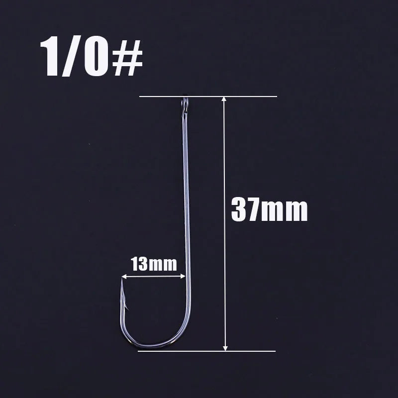 50pcs/lot Fishhooks High Carbon Steel Long And Straight Shank Barbed Fishing Hooks For Fresh And Saltwater Fishing