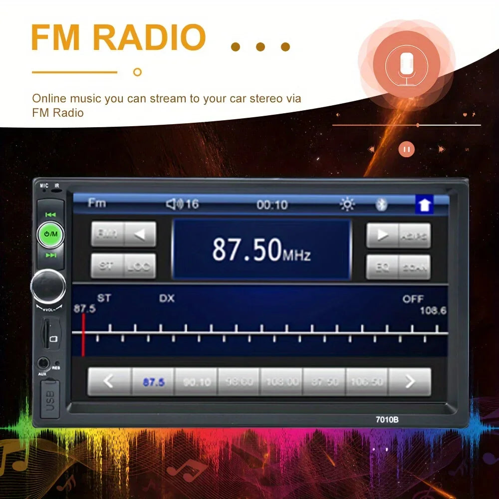 Car Stereo Radio 7 Inch HD Double Din MP5 Player, Touch Screen, USB, TF, FM, AUX, Mirror Link