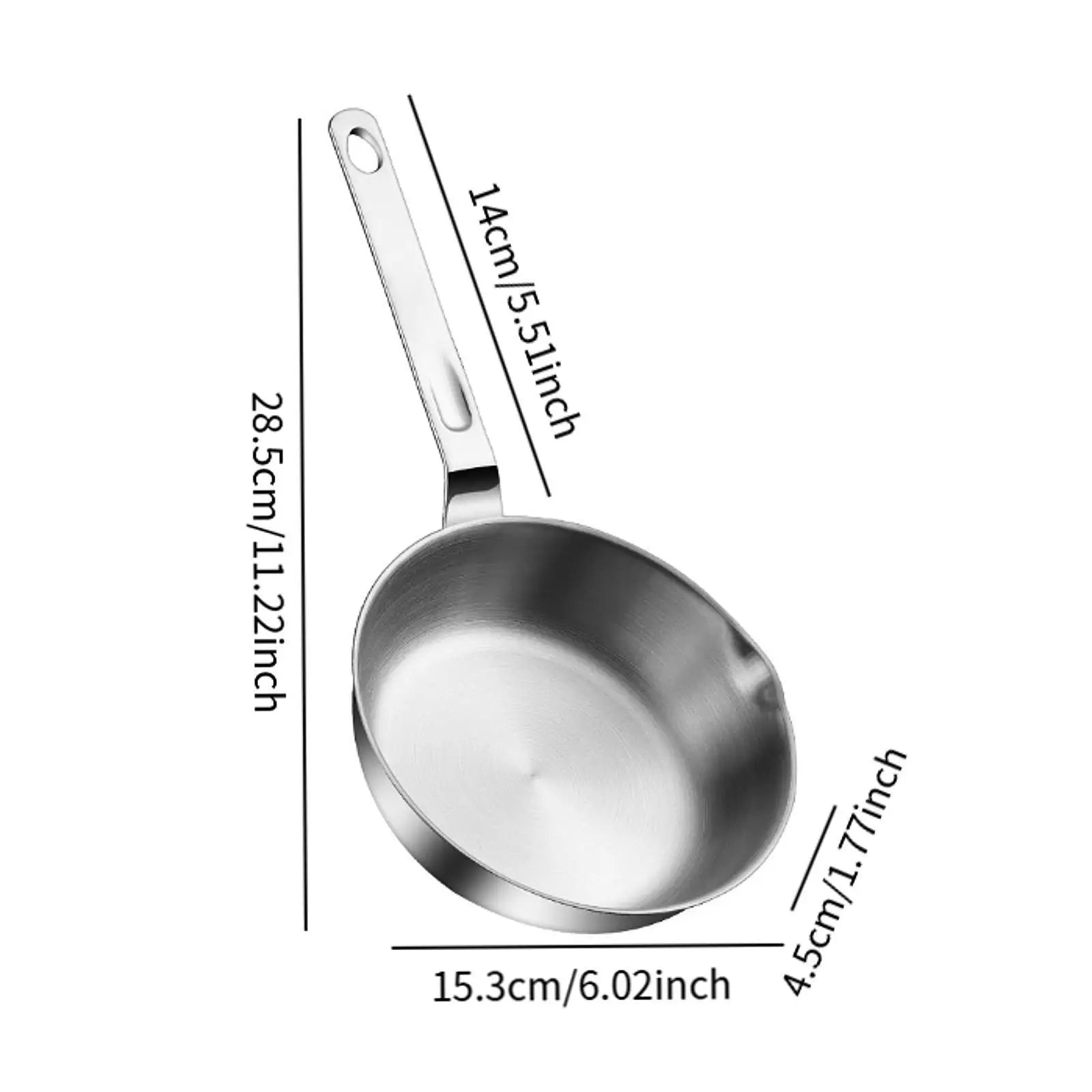 Stainless Steel Frying Pan Cooking Eggs Sandwich Butter Melting Pot for Home Kitchen Induction Cooker All Stovetops Stoves