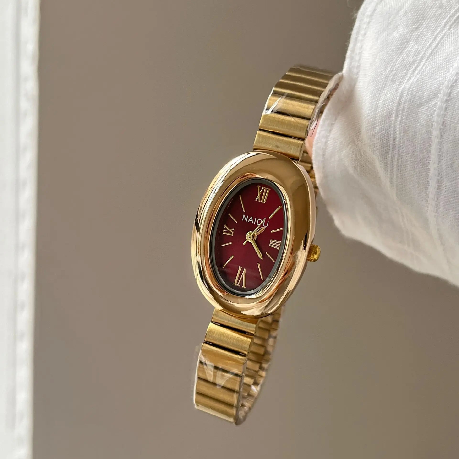 Minimalist Women Quartz Watch Oval Roman Dial Bamboo Steel Strap Fashion Dress Watches Student Wristwatch Dropshipping Relogio