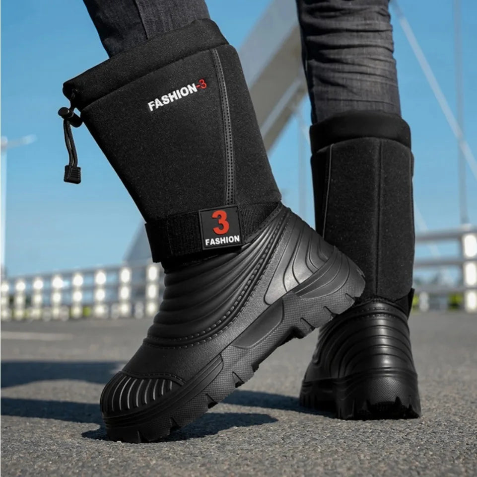 Mens High Top Snow Boots Waterproof Rainforest Boot Plus Big Size 49 50 51 Lightweight Plush Warm Shoes Snowboots Botines Hombre