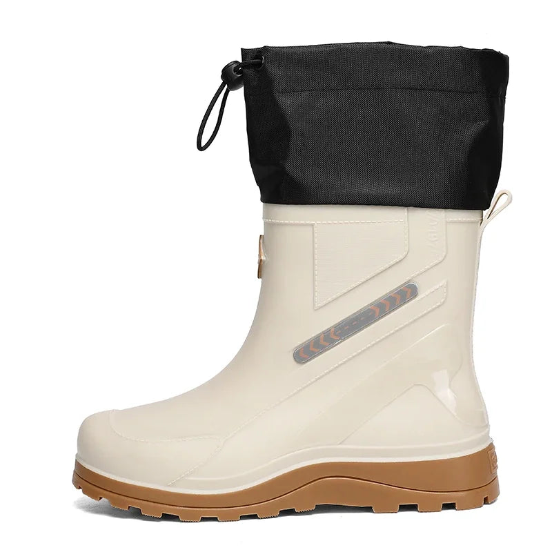 Men's rain boots, rainproof autumn and winter new mid-calf rain boots, chef shoes, high-top outdoor men's shoes