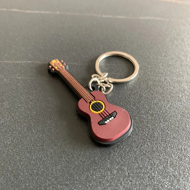 New Musical Instrument Silicone Guitar Pvc Soft Keychain Cartoon Small Gift Pendant K5156
