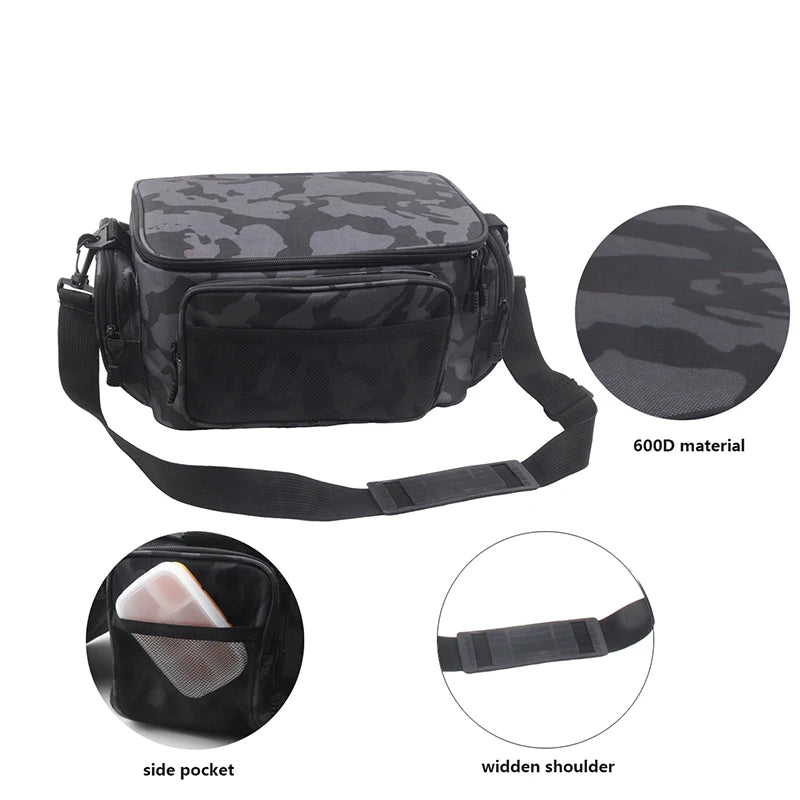 Fishing Tackle Bags Saltwater or Freshwater with Padded Shoulder Strap Fishing Gear Bag Tool Bag