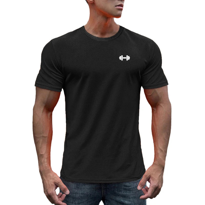 Mens Casual Running T-Shirts Summer Breathable Mesh Quick Dry Shirts Fitness Short Sleeve Sportswear Gym Bodybuilding Clothing