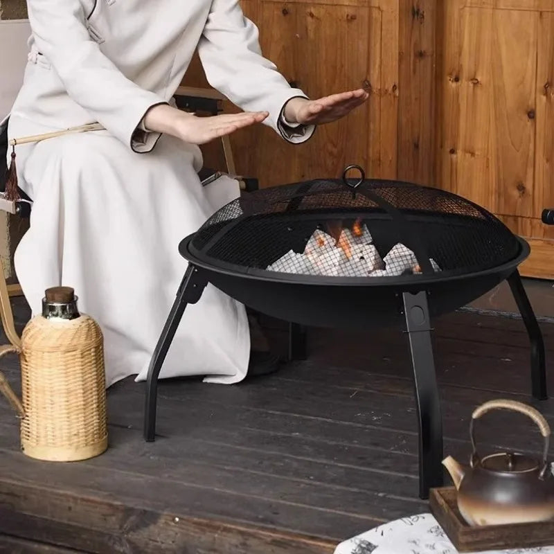 Outdoor Camping Cooking Wood Stove Household Removable Circular Grill Firewood Burner Travel Portable Camp Cooking Supplies