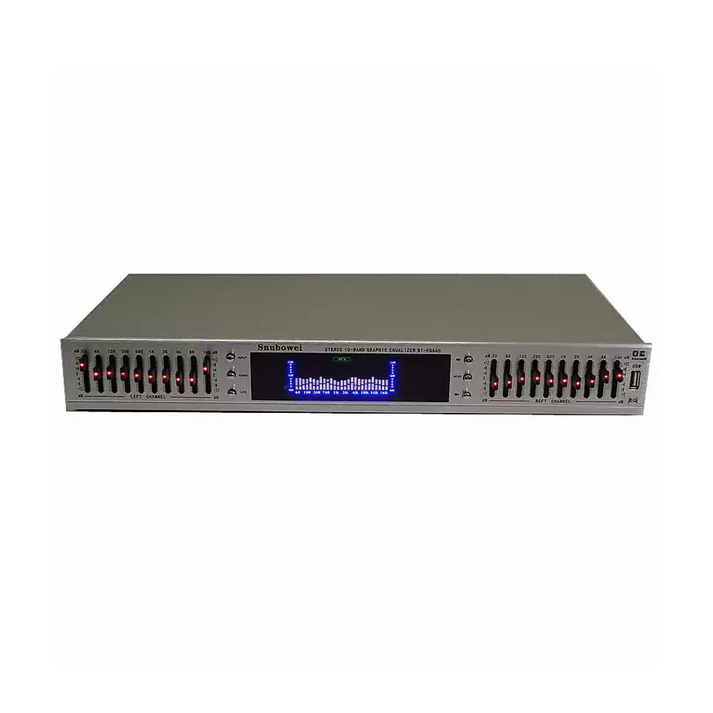 Stereo Equalizer for Home Audio System, Dual Channel 10-Band Graphic Equalizer Professional Rack Mount EQ Tuner, Noise Reduction