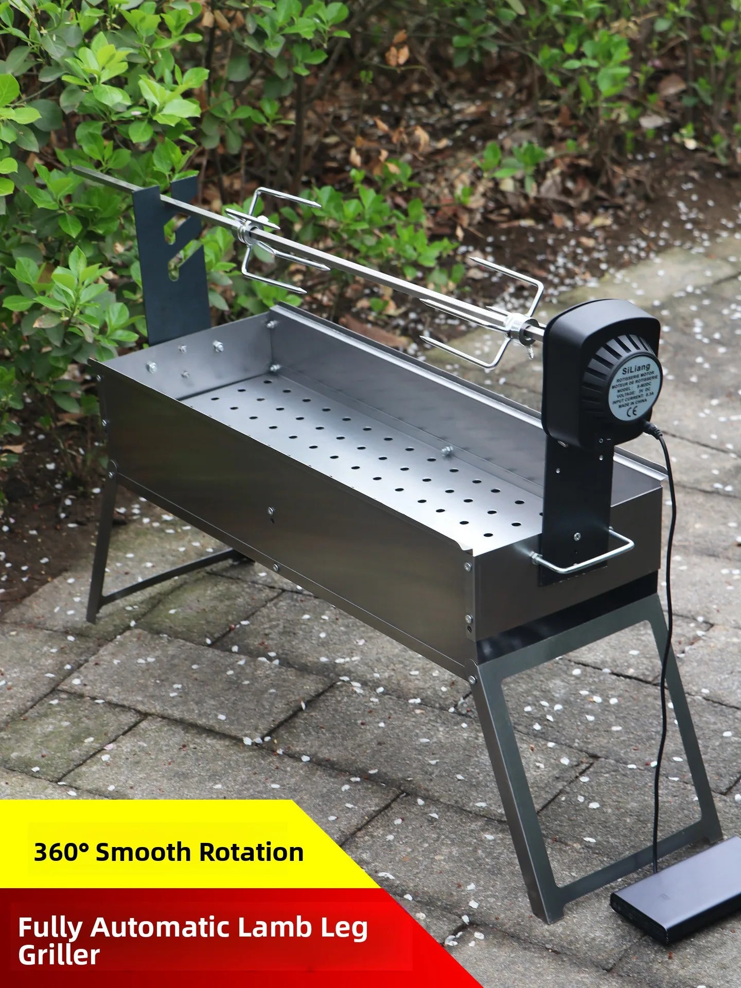 Thickened Outdoor Charcoal BBQ Grill Rotating Chicken Roaster Portable Camping Travel Camping Garden Family Use Barbecue Pit