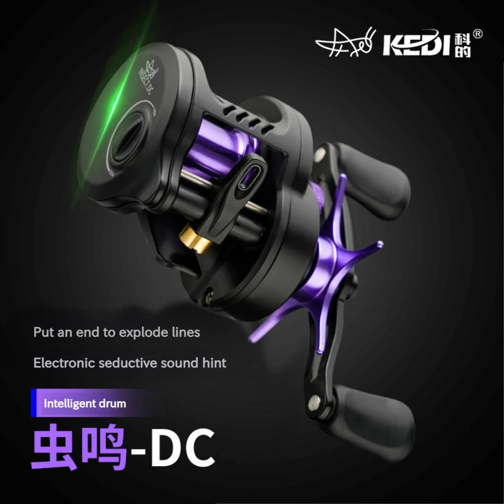 DC Electronic Brake Baitcasting Reel Anti Backlash Long Cast With Sound Alert LED Light 7.2:1 Gear Ratio 5KG Drag 5+1 Bearings