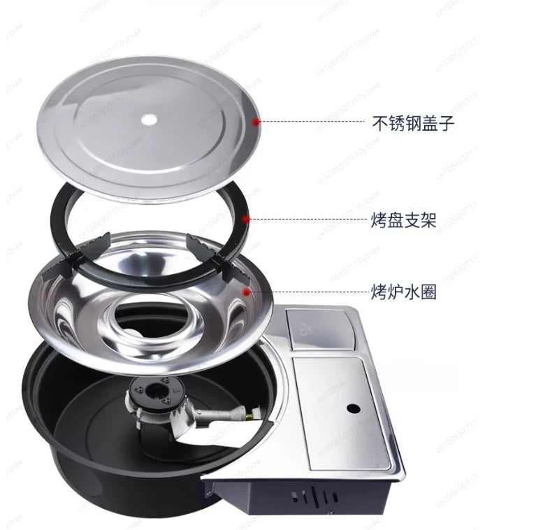 Korean Commercial Desktop Embedded Bbq Gas Grill Smokeless Indoor Outdoor Stainless Steel Barbecue Gas Grill For Restaurant