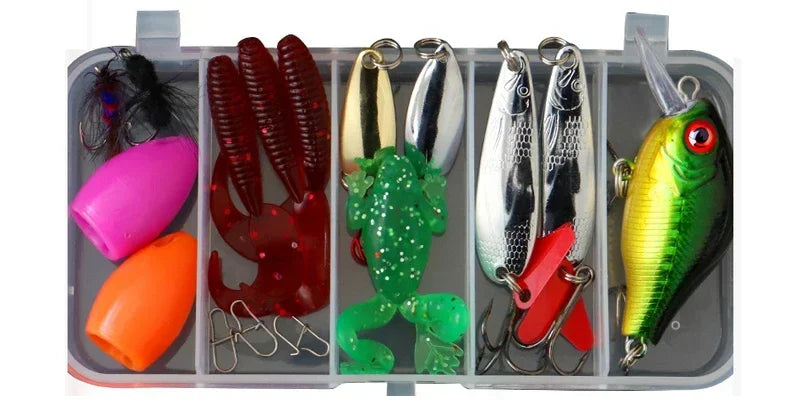 Fishing Lures Set for Freshwater & Saltwater Hard Artificial Wobblers Metal Jig Spoons Soft Silicone Bait Tackle Accessory Kit
