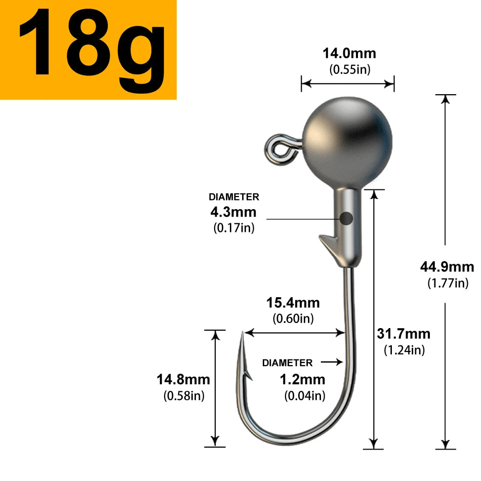 MrLurion 30pcs 1g 2g 3g 5g 10g 14g 18g 22g 25g 28g Fishing jigging head hook ,round head rigs fishhook for soft worm crank lures