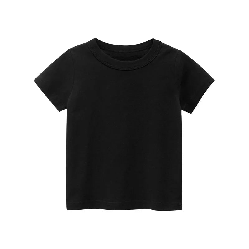 1-7 Years Kid Baby Clothing Boys Girls T-shirt Summer Solid Color Short Sleeve Round Neck Tops Kids Clothing
