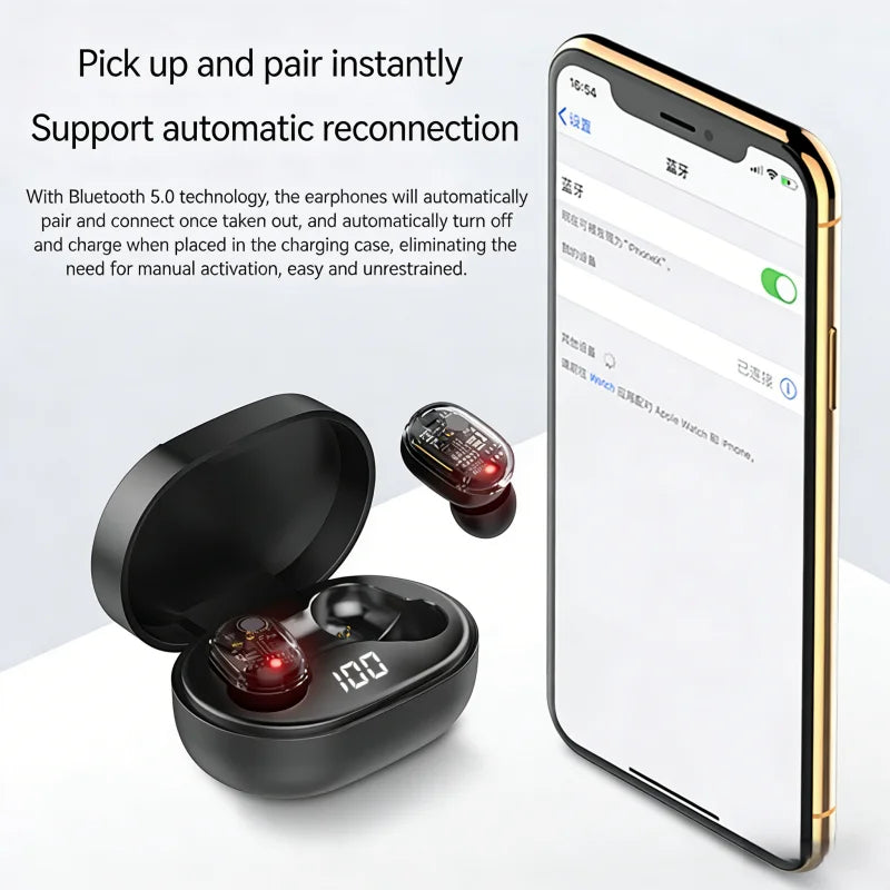 E6S Wireless Earbuds Bluetooth 5.2Headphones Active Noise Cancelling Earphones with Built-in Mic 30H Playtime for iPhone Android