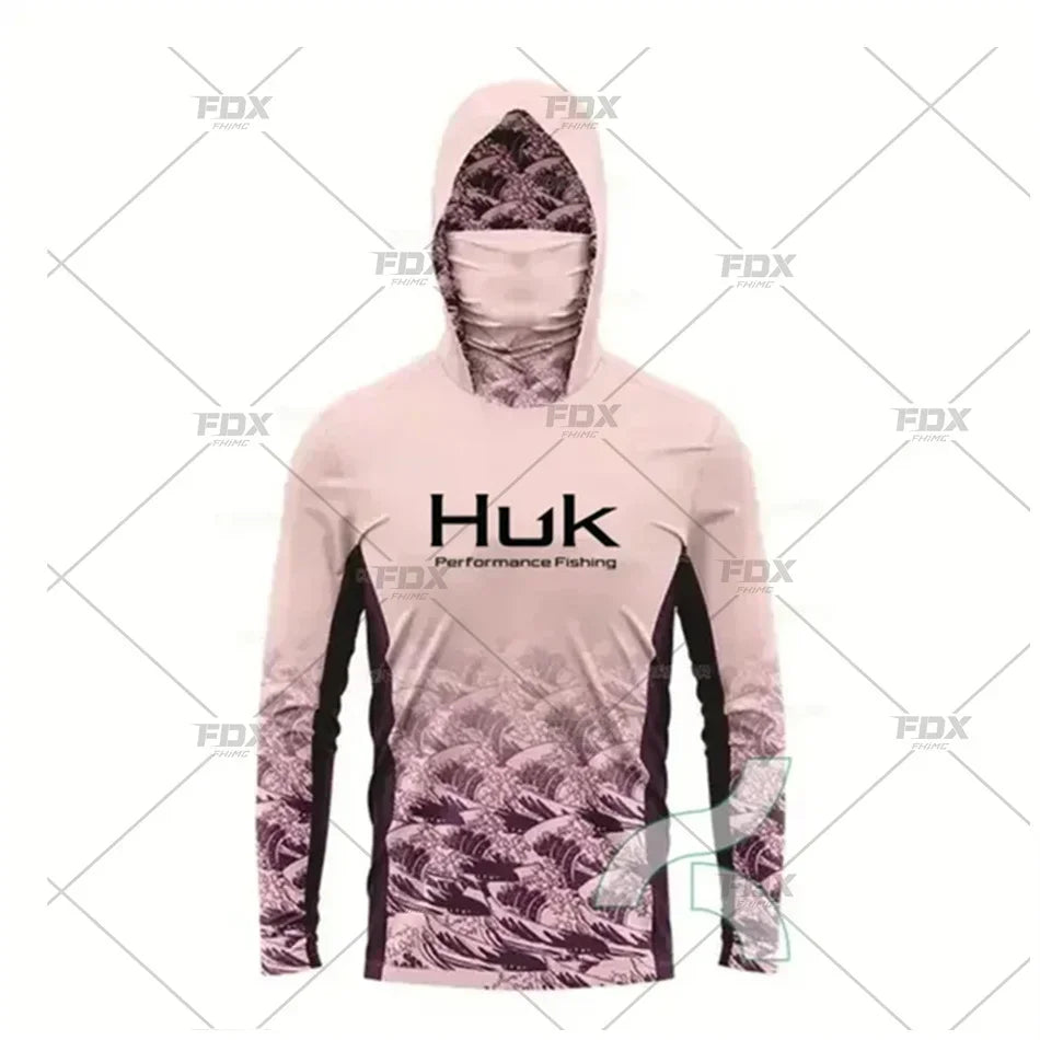 New Fishing Hoodie Huk Men Clothes Summer Breathable Long Sleeve Fishing Shirt Sun Protection Camouflage Fishing Shirts Tops