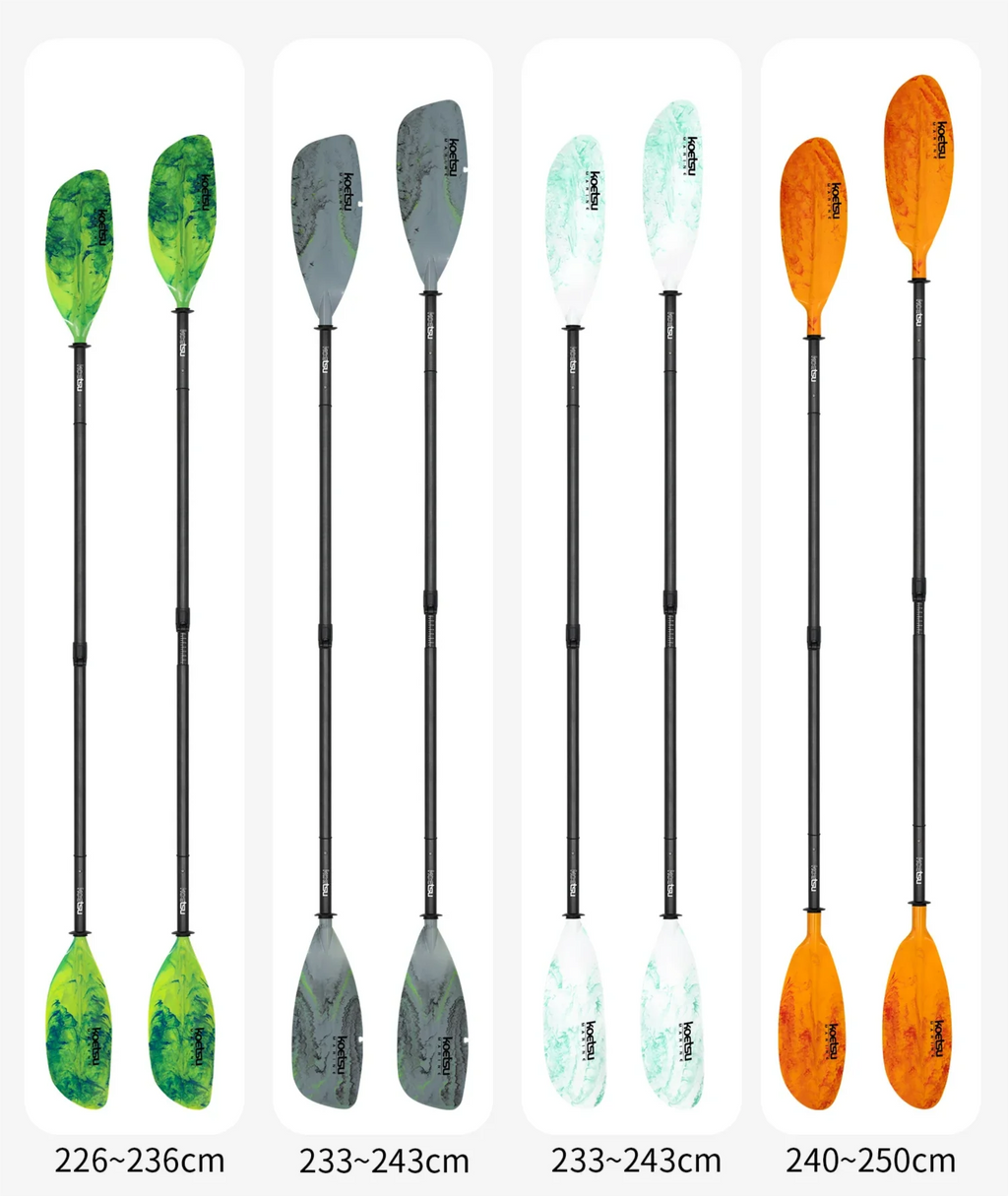 KOETSU Flow-Patterned Semi-Carbon Fiber Four-Section Kayak Paddle, Double-Ended Paddle  for Canoes and Kayaks