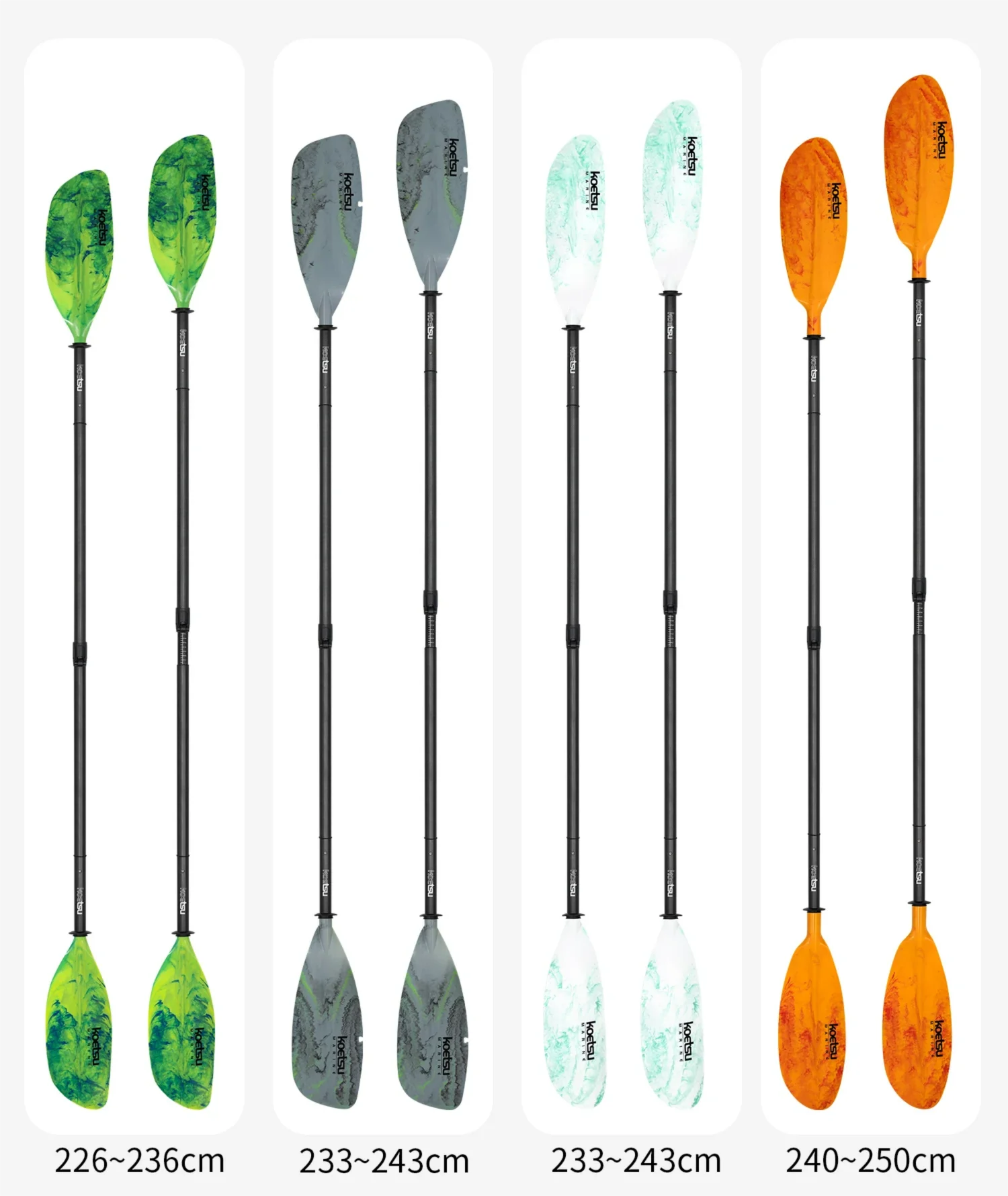 KOETSU Flow-Patterned Semi-Carbon Fiber Four-Section Kayak Paddle, Double-Ended Paddle  for Canoes and Kayaks