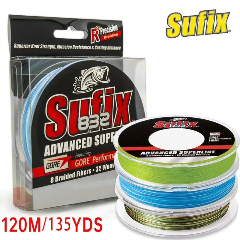 Sufix 832 sufix braid x8 Fishing Line - Length:120m/130yds, Size:13-86lb PE Power linha multifilamento  Advanced Braid 8 Strands