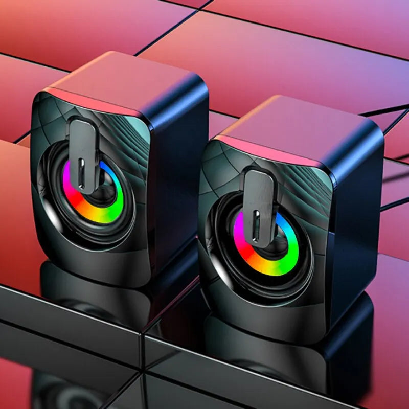 HIFI Stereo Usb wired Speaker PC Speakers USB Wired Caixa De Som with RGB Lights Volume Control 3.5mm AUX-in Desk Audio System