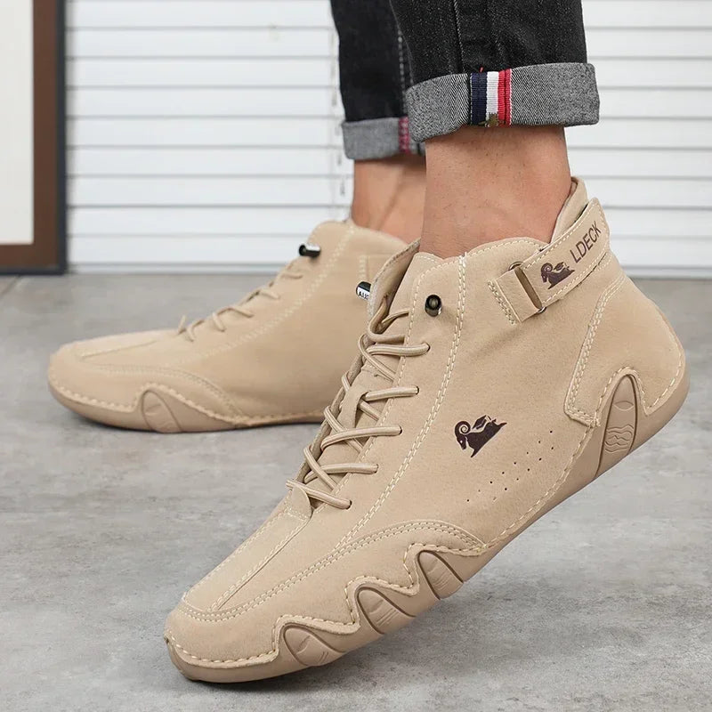 Men's Casual Bare Boots Luxurious Fashionable High Top Sports Shoes Trendy Loafers Waterproof Wear-resistant Motorcycle Shoes