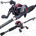 Sougayilang 1.8-2.4m Portable Telescopic Fishing Rod  and 17+1BB 7.1:1 Gear Ratio Fishing Reel  Fishing Tackle Combo