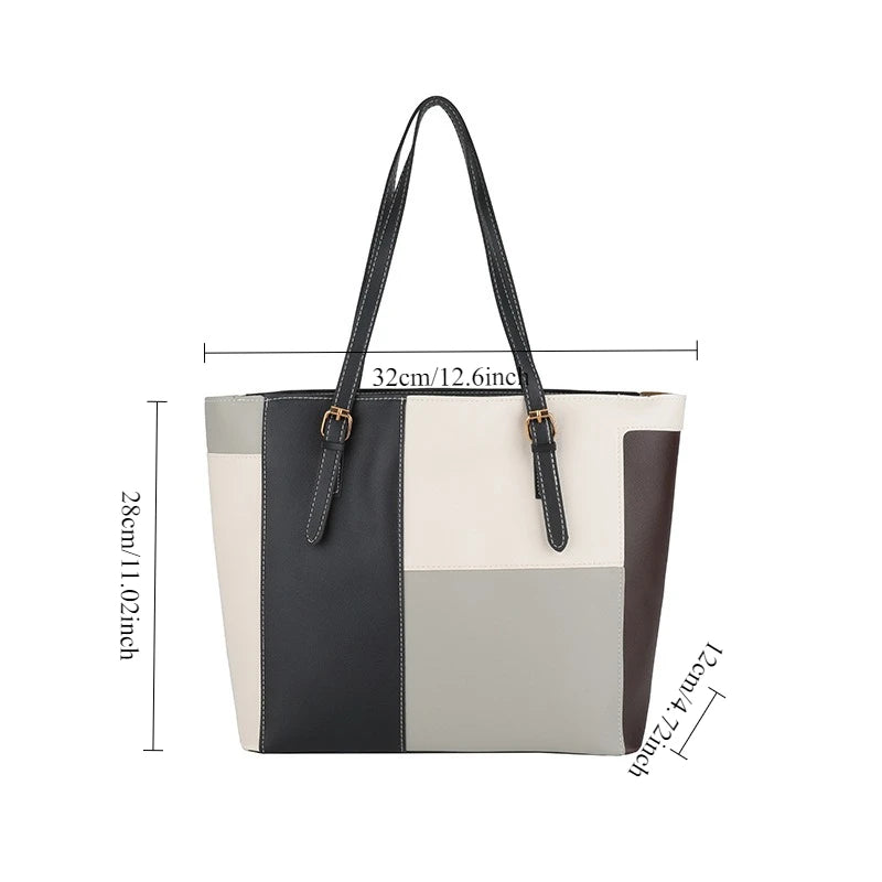 Women's Handbag, 2025 New Fashion Korean Version Large Capacity Simple Single Shoulder Contrasting Color Tote Bags, Handbag