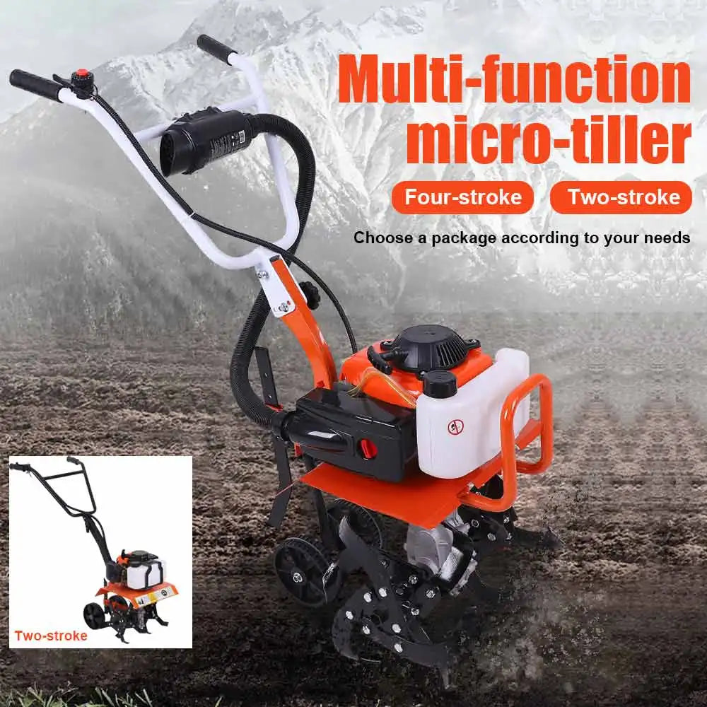 Two/Four Stroke Agricultural Garden Tools Gasoline Minitype Rotary Tiller Outdoor Multi-Functional Rotary Tiller Micro Tiller