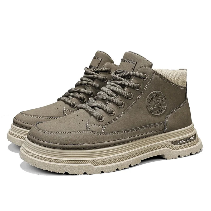 Men's Denim Boots Versatile High Top Casual Sports Shoes Trainer Outdoor Fashion Wear-resistant Running Shoes Motorcycle Boots