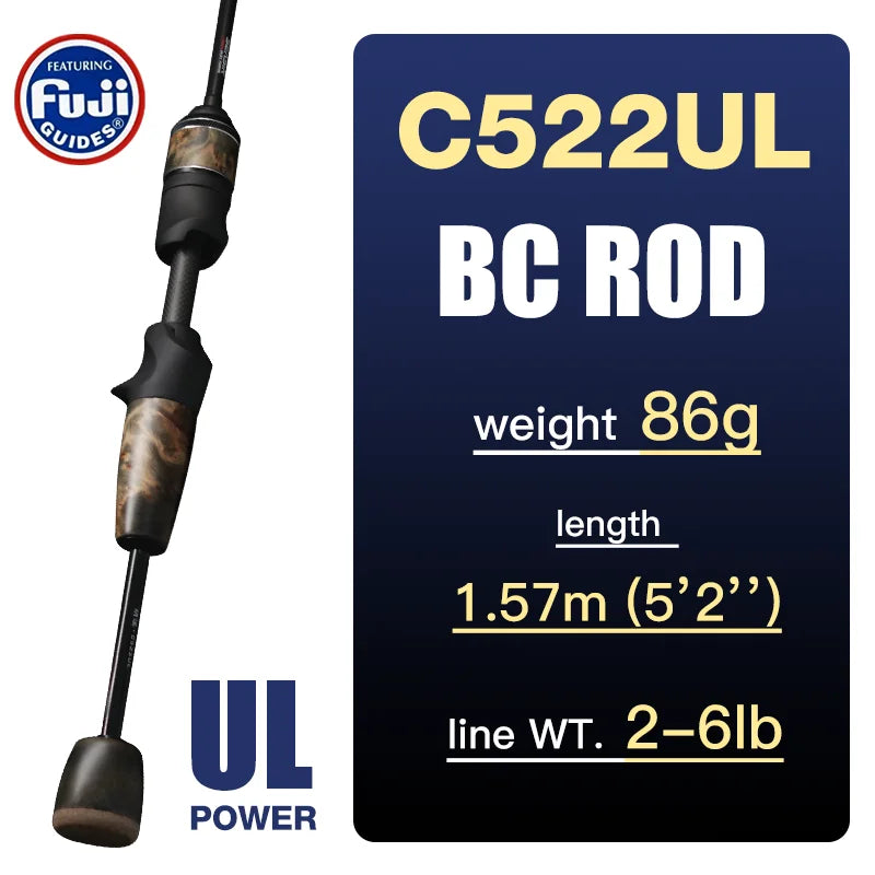 SEASIR Stream Solid Wood Fishing Rod FUJI A+O Guide Rings UL1.57M-1.98M 86G  Ultralight BFS TORAY 40T Carbon Fishing Rods