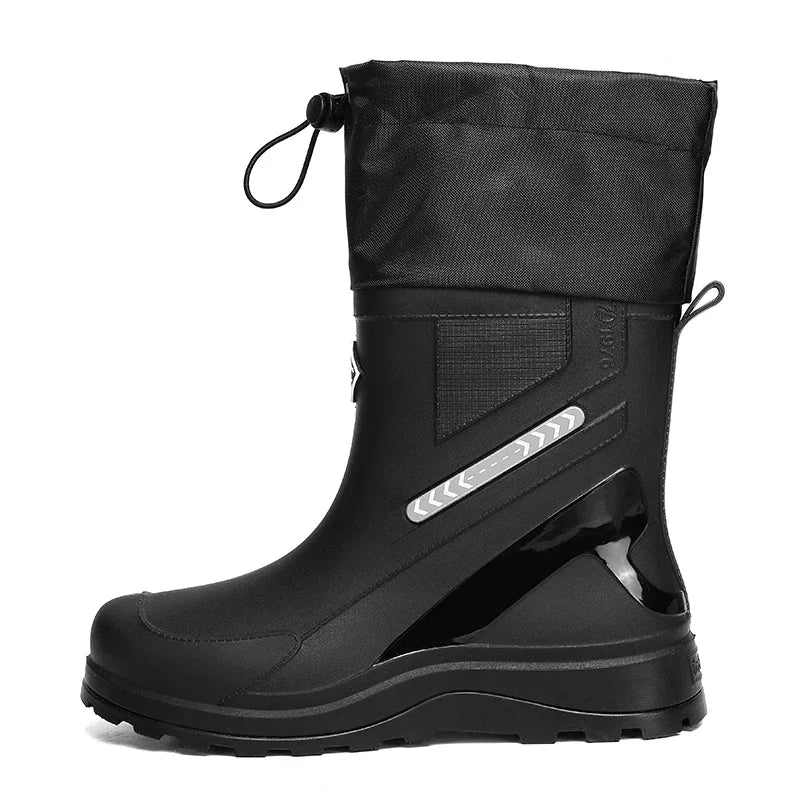 Men's rain boots, rainproof autumn and winter new mid-calf rain boots, chef shoes, high-top outdoor men's shoes