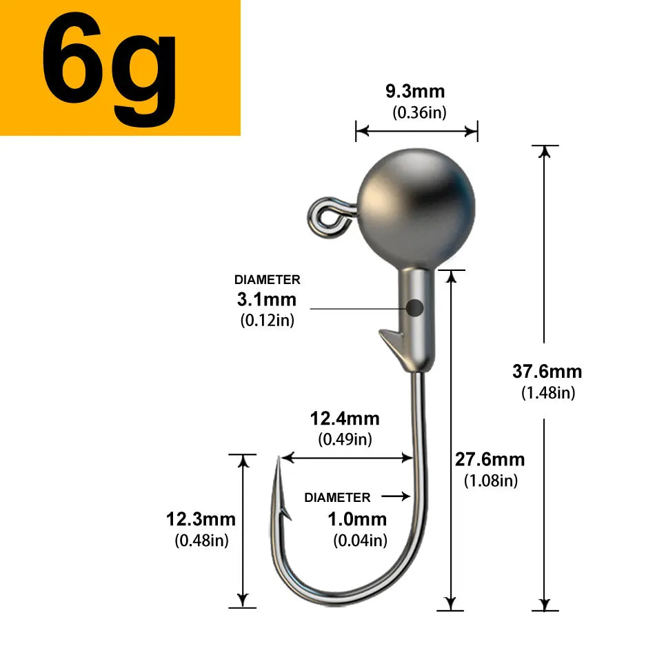 MrLurion 30pcs 1g 2g 3g 5g 10g 14g 18g 22g 25g 28g Fishing jigging head hook ,round head rigs fishhook for soft worm crank lures