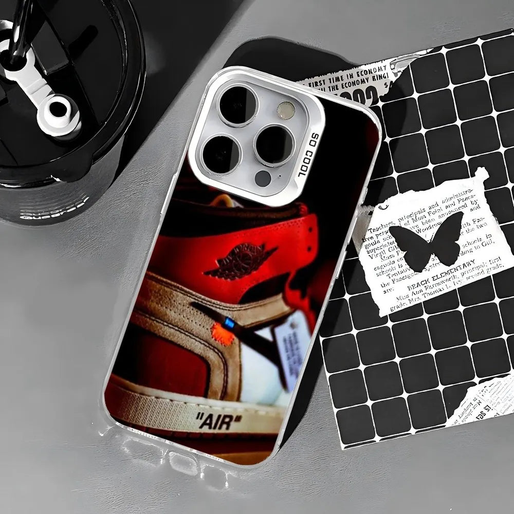 JORDAN 1 Designed And Sold By Phone Case IMD Color Silver Shell For IPhone 16 15 14 13 12 11 Pro Max Plus