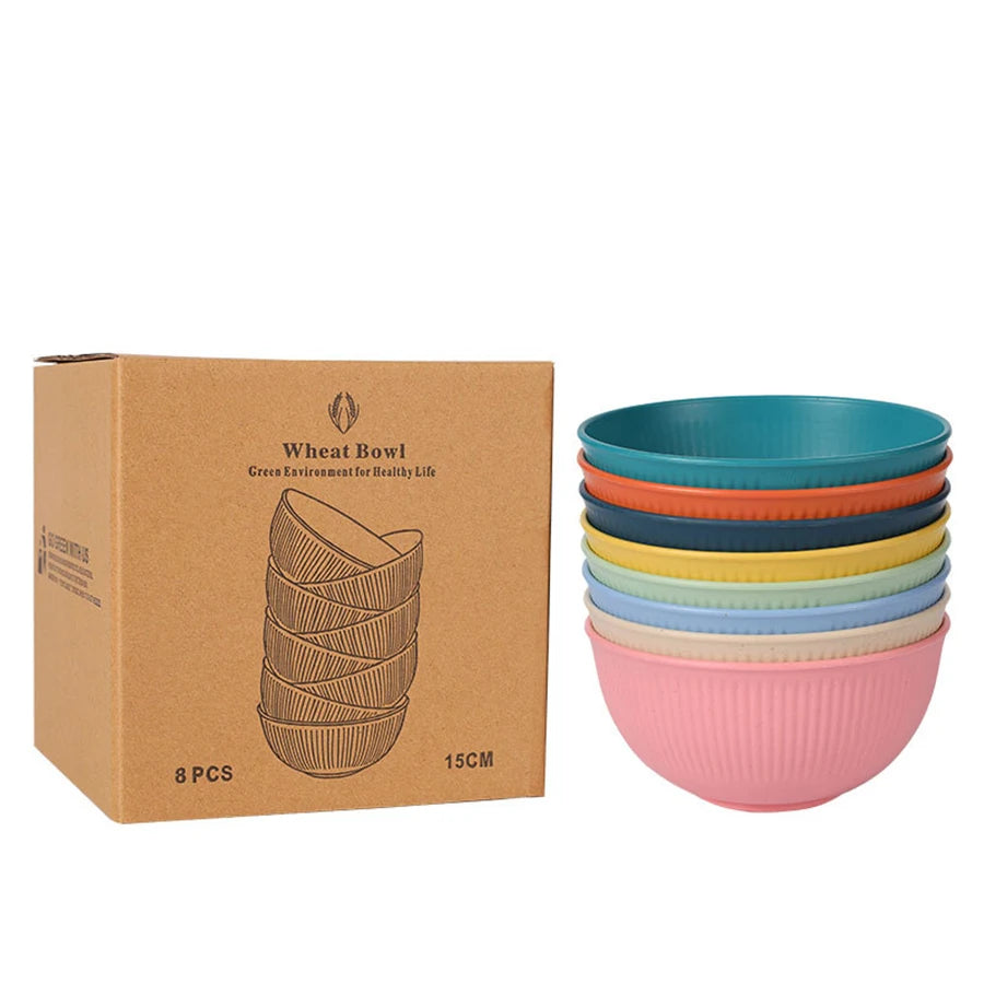 Dinner Dishes Wheat Straw Dinner Plates Set Eco Friendly Full Tableware Plates Cups Bowls Set Kitchen Accessories Dinnerware