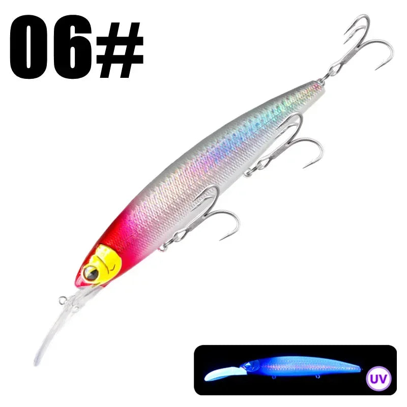Ultra Long Casting Floating Wobbler Minnow Hard Bait 128mm 29g Flounder Sea Bass Saltwater Sea Fishing Lure Depth 0.8-5m