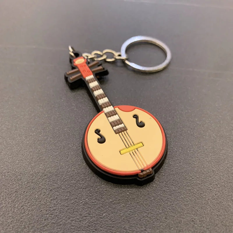 New Musical Instrument Silicone Guitar Pvc Soft Keychain Cartoon Small Gift Pendant K5156