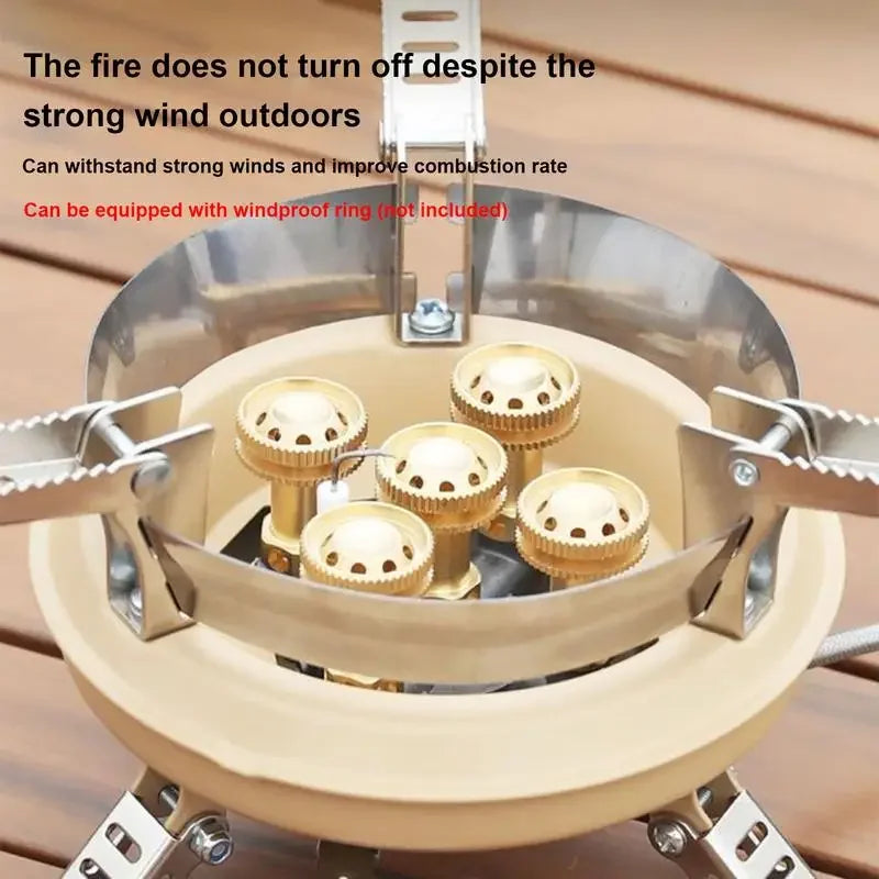 16000W Camping Gas Burner Mini Camp Stove Portable 5-Core Strong Power Gas Stoves Tourist Picnic Furnace BRS-201 For Camping