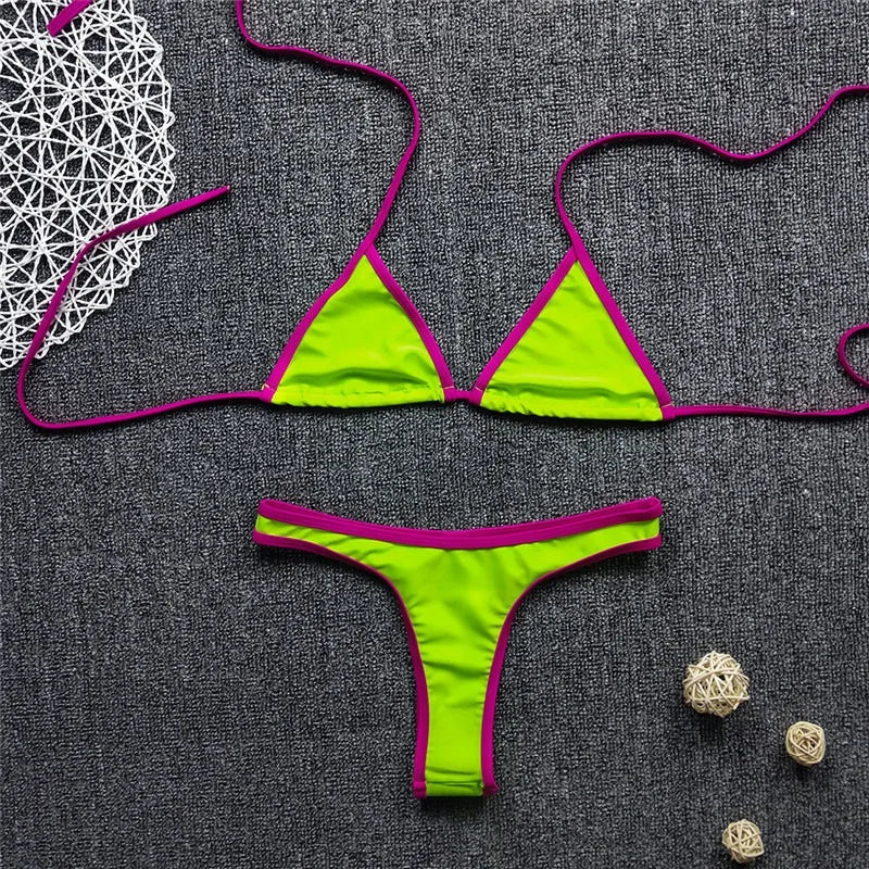 Swimsuit Women  European and American Sexy Bikini, Backless, Fresh and Cute, Multi-color Two-piece Swimsuit for Women
