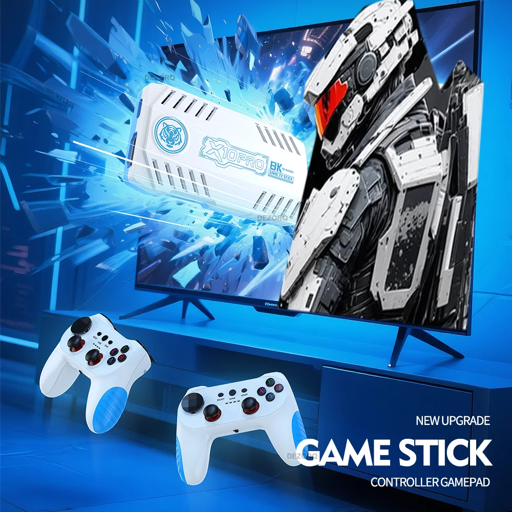 New TV Game Console 128G Built In 50000 Retro Games 50 Emulators Videojuegos Consola Dual Wireless Gamepad X10 Pro Game Stick 4K