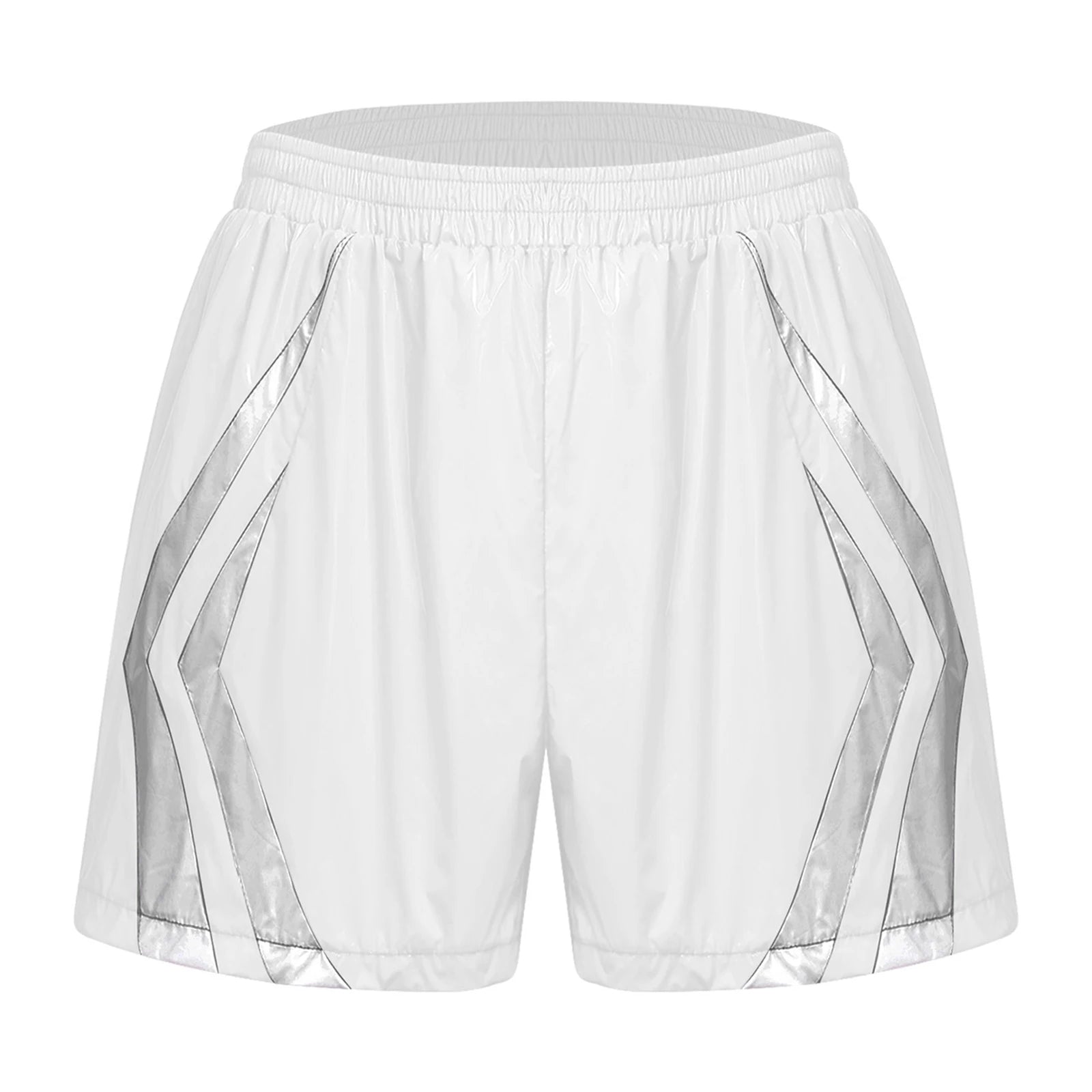 Swimwear Mens Wet Look Athletic Running Swim Shorts Athletic Beach Swimming Trunks with Pockets Stripes Elastic Waistband Shorts