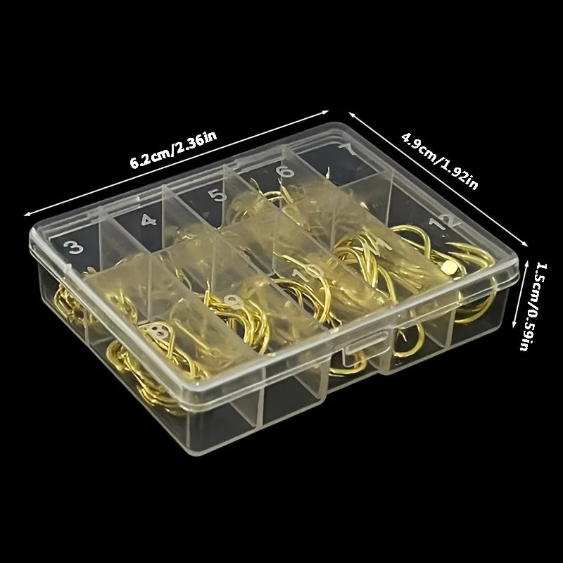 100pcs Boxed Fish Hooks 3-12# Barbed with Holes Black Fish Hooks