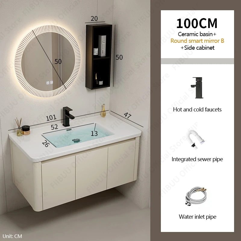 Modern Bathroom Vanity Wall Mounted Bathroom Storage Cabinet, High-Definition Mirror Integrated Bathroom Furniture Accessories