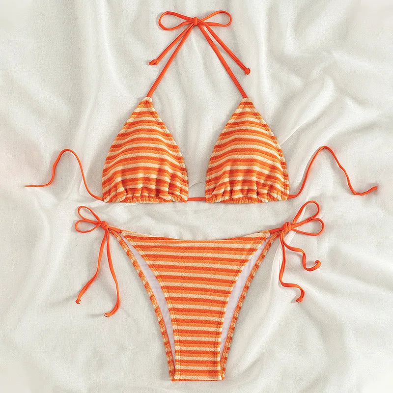 Women's Swimwear 2022 Push Up Bikini Two Pieces Swimsuits Halter Bandage Bathing Suits Sexy Thong Bikini Sets Summer Beach Wear