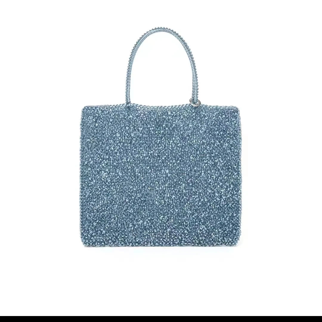 Women's handbag 2022 summer pure manual PVC woven shiny women's bag, Single Shoulder Messenger Bag