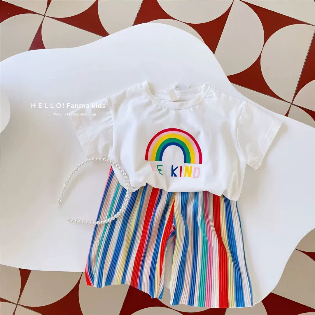 Kids Striped Clothing Sets Boys Girls Short Sleeve T-shirt+Shorts 2Pcs Children Clothes Suits Baby Tracksuit Outfits 1-5 Years