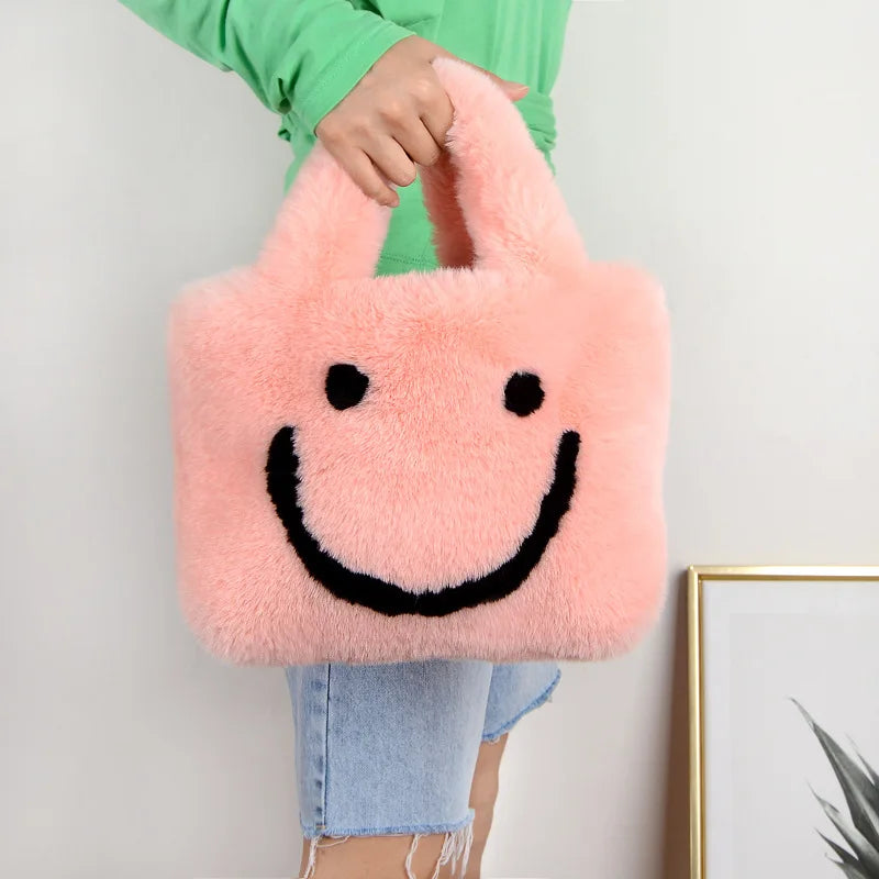 Woman Versatile Cute Soft Handbags Autumn And Winter Plush Shoulder Bag Messenger Bag Tote Bag Female Handbags Shopper Bag