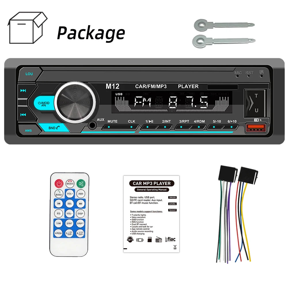 HIPPBQCC Car Stereo Radio 1Din Player FM MP3 Player Digital Bluetooth Car Radio Stereo Audio Music USB/SD with In Dash AUX Input