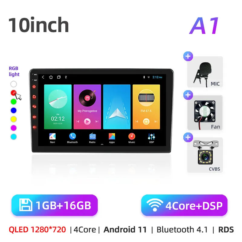 Car radio with GPS Multimedia player with Android 12 7/9/10''2 Din Universal Stereo Carplay AUTO for Volkswagen, Nissan, Hyundai
