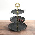 Three Layers of Dessert Plates Plastic Cake Tray Petal-shaped Afternoon Saucer Suitable for Birthday Parties and Weddings