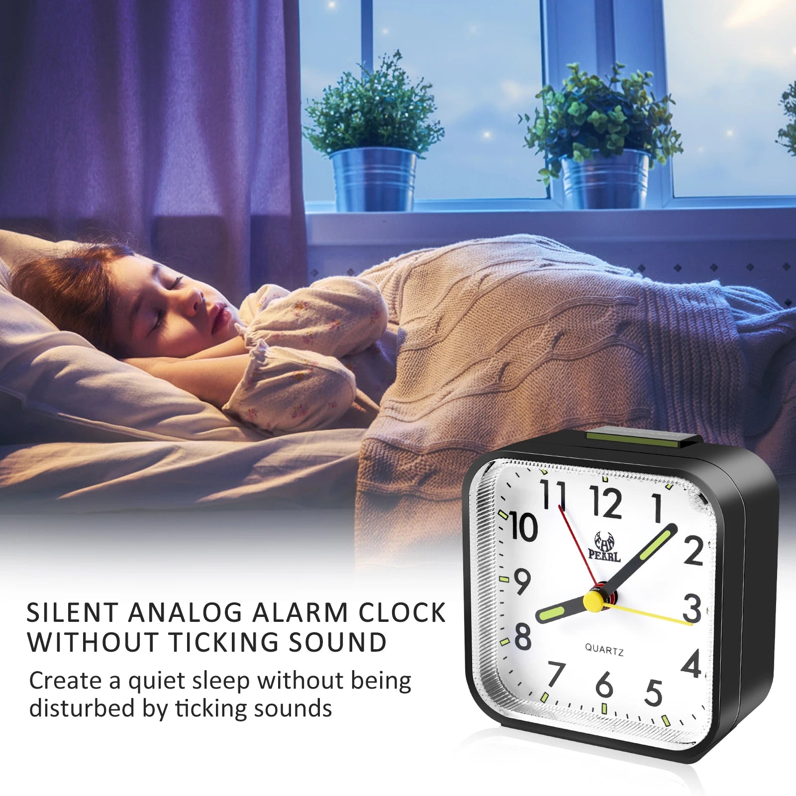 Silent Bedside Alarm Clock Retro Alarm Clock Classic Small Clock with Night Light Snooze Portable Desk Alarm for Childr Bedroom